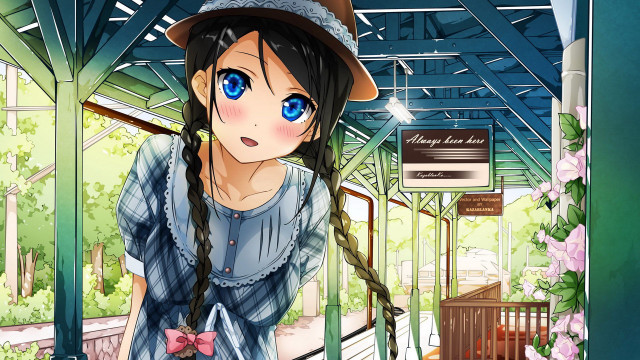 Woman hat blue eyes train free wallpaper - medium preview image