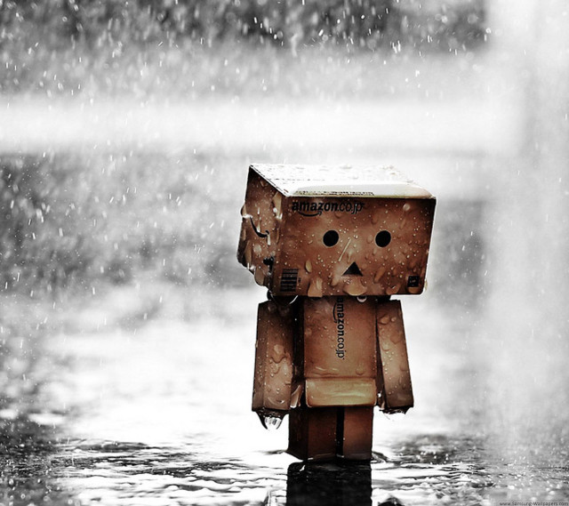 Little robot rain umbrella eyes free wallpaper - medium preview image