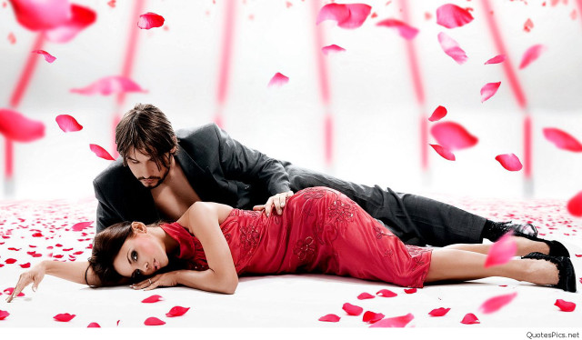 Man woman bed petals red free wallpaper - medium preview image