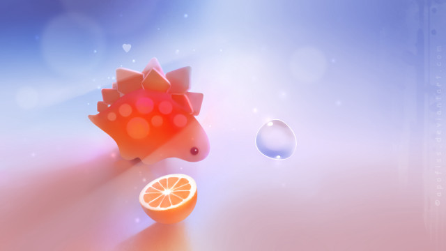 Hedgehog orange slice bubbles blue free wallpaper - medium preview image