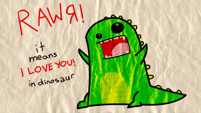 Dinosaur rawq love message drawing free wallpaper - medium preview image