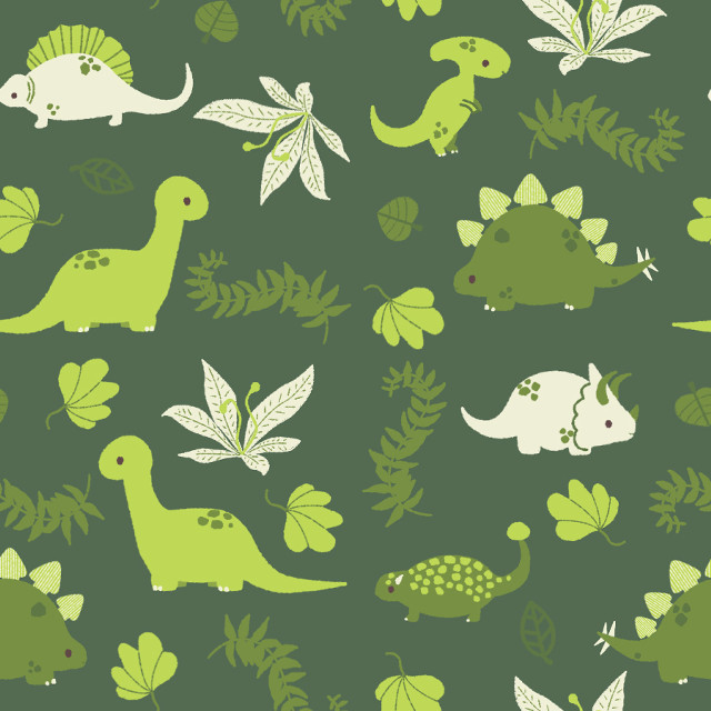 Green white dinosaur leaves pattern free wallpaper - medium preview image
