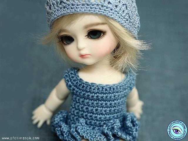 Doll blue dress knitted hat free wallpaper - medium preview image