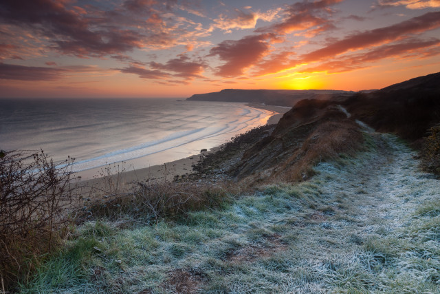 Beach path sunset water foreground free wallpaper - medium preview image