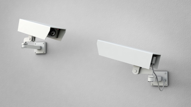 Security cameras wall white background free wallpaper - medium preview image