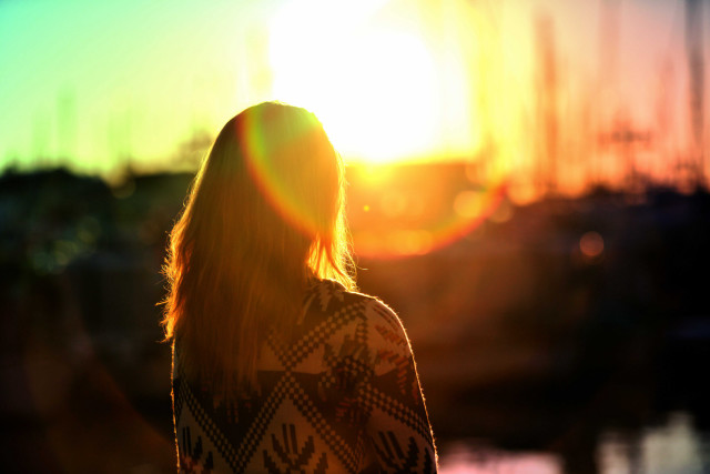 Woman sunset back hair air free wallpaper for desktop - medium preview image