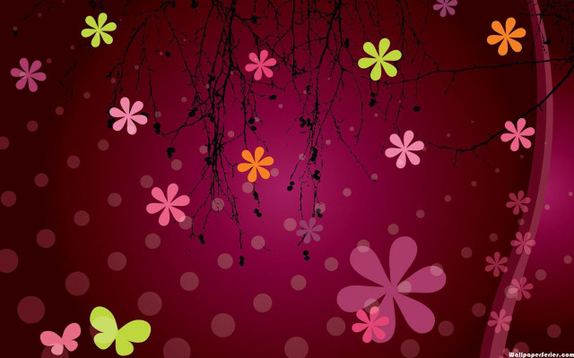 Purple background flowers vines pattern free wallpaper - medium preview image