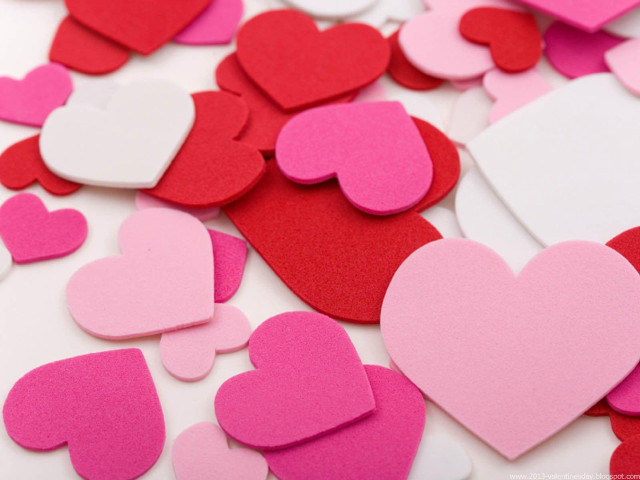 Pink red hearts white border free wallpaper - medium preview image