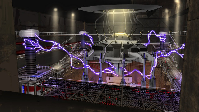 Lightning dark room metal structure free wallpaper - medium preview image