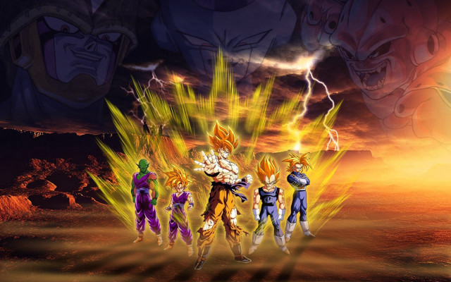 Dragon ball characters lightning sky free wallpaper - medium preview image