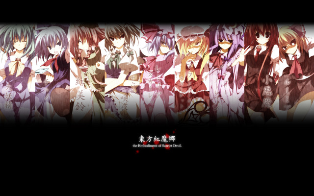 Anime characters group standing hands free wallpaper - medium preview image