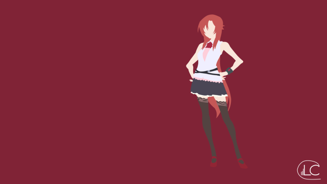 Red haired woman minimalist vector free wallpaper - medium preview image