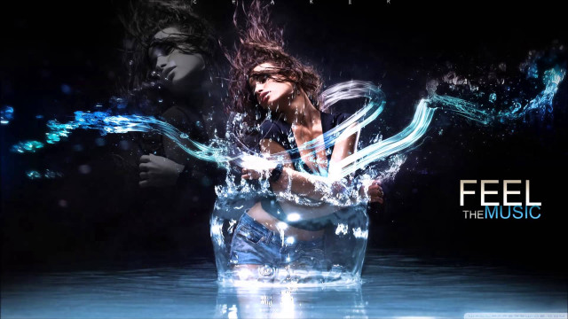 Woman blue dress glass water free wallpaper - medium preview image