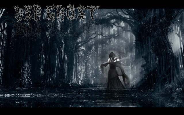 Gothic forest woman black dress free wallpaper - medium preview image