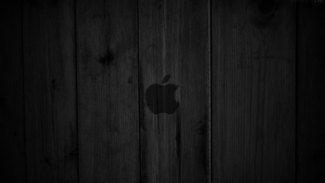 Apple logo wooden wall black free wallpaper - medium preview image