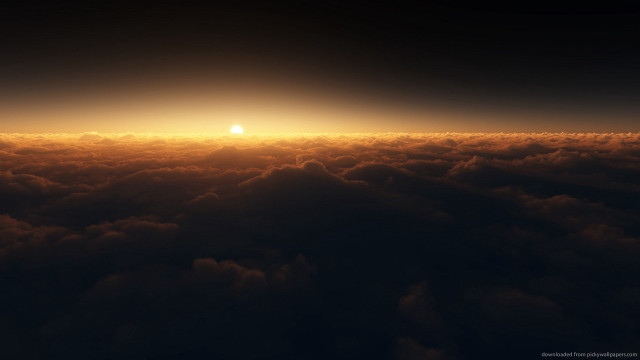Sunset aerial clouds bright sun free wallpaper - medium preview image