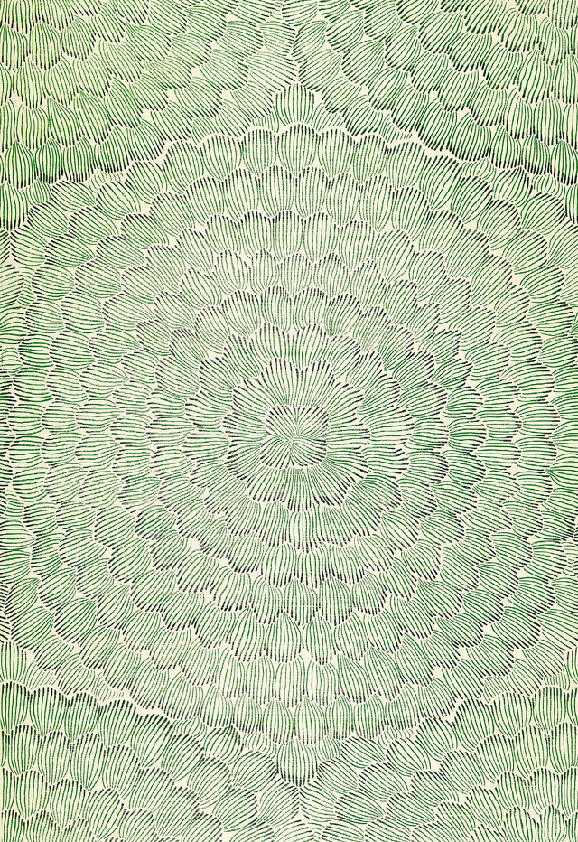 Green white flower drawing circular free wallpaper - medium preview image