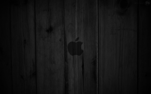 Apple logo wooden wall dark free wallpaper - medium preview image