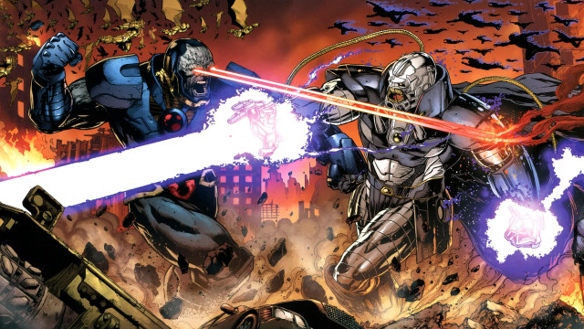 Robots fighting red lightsaber city free wallpaper - medium preview image