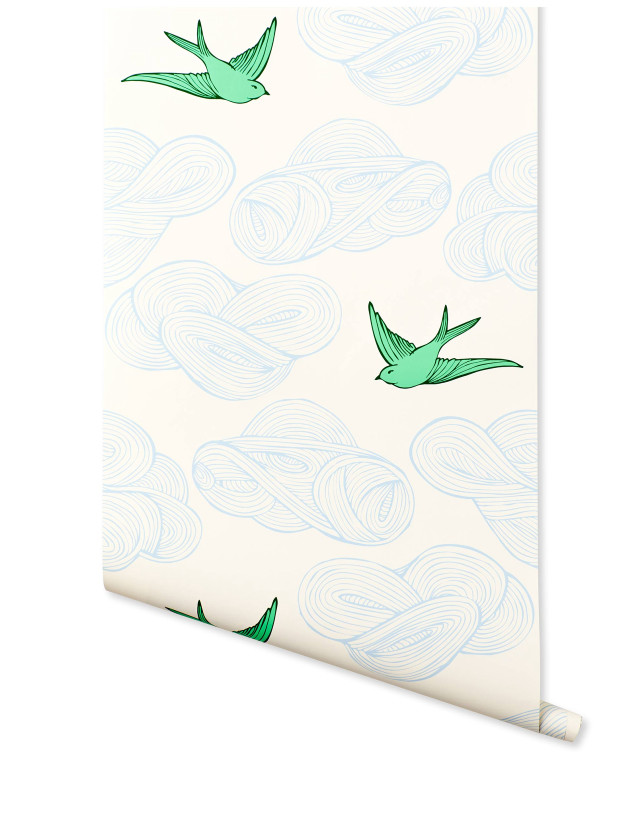 Bird pattern white background blue free wallpaper - medium preview image