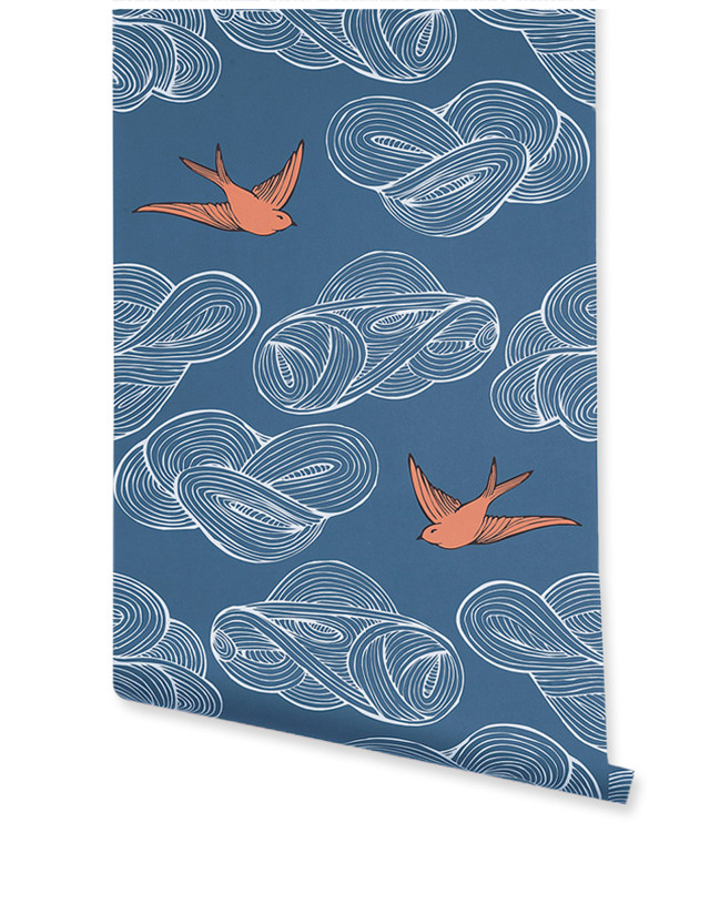Blue orange bird pattern wallpaper free wallpaper - medium preview image