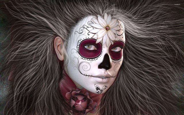 Woman white face long hair free wallpaper - medium preview image