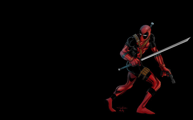 Deadpool character sword dark room free wallpaper - medium preview image