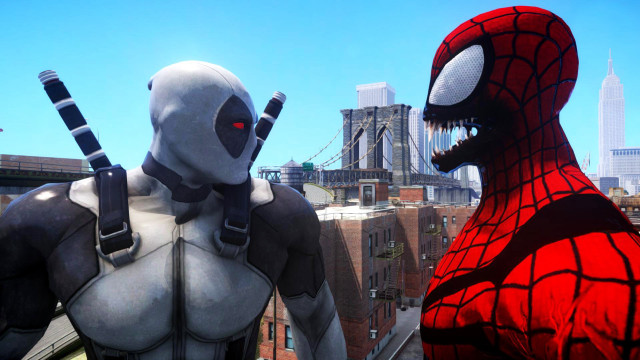 Spider man robot city skyline free wallpaper - medium preview image