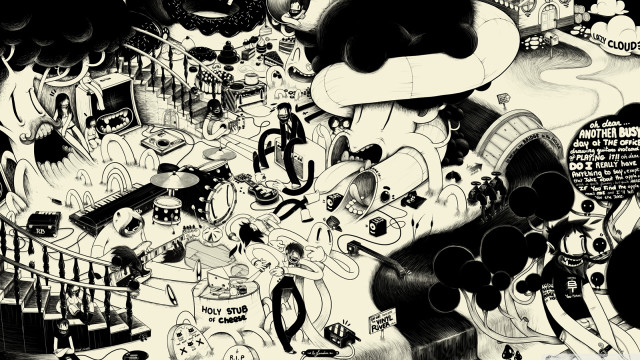 People room giant clock drawing free wallpaper - medium preview image