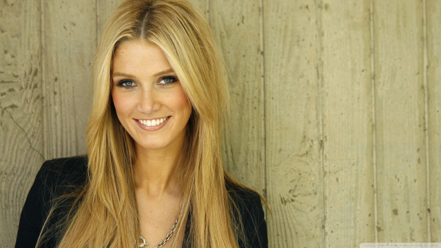 Woman blonde hair smiling wooden free wallpaper - medium preview image