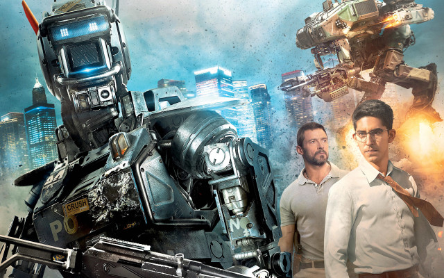 Cityscape robot man gun night free wallpaper - medium preview image