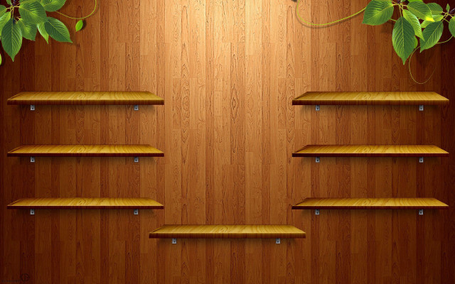 Wooden shelf plant wooden wall free wallpaper - medium preview image