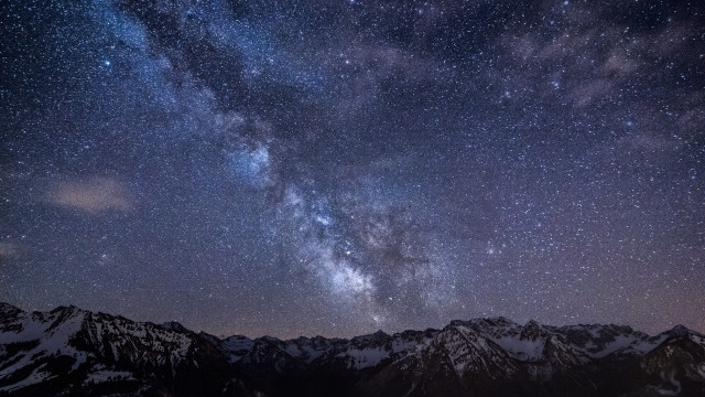 Night sky stars clouds mountains #3 free wallpaper - medium preview image