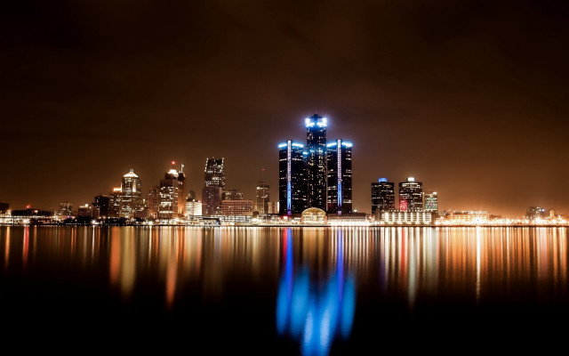 City skyline night lights reflection #9 free wallpaper - medium preview image