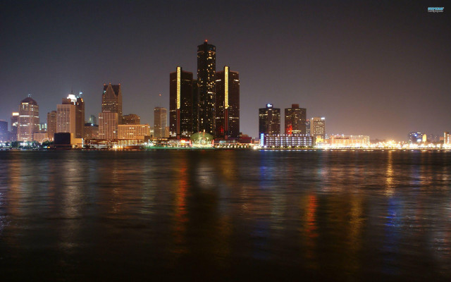 City skyline night water background #4 free wallpaper - medium preview image