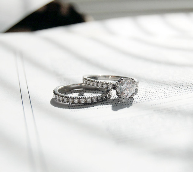 Wedding rings white tablecloth cat free wallpaper - medium preview image