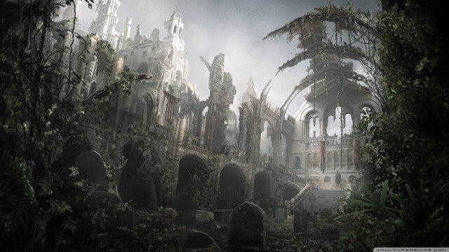 Ruined building forest trees plants free wallpaper - medium preview image