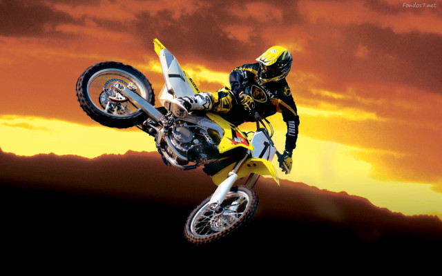 Man motorcycle air sunset cloudy free wallpaper - medium preview image