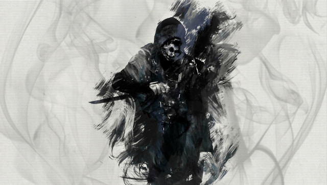 Man knife skull back black free wallpaper - medium preview image