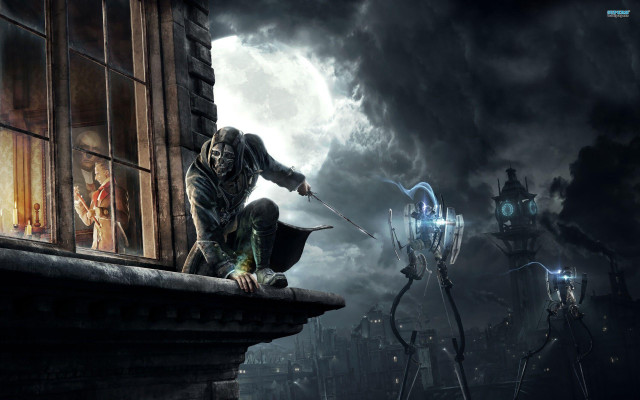 Man standing ledged window knife free wallpaper - medium preview image