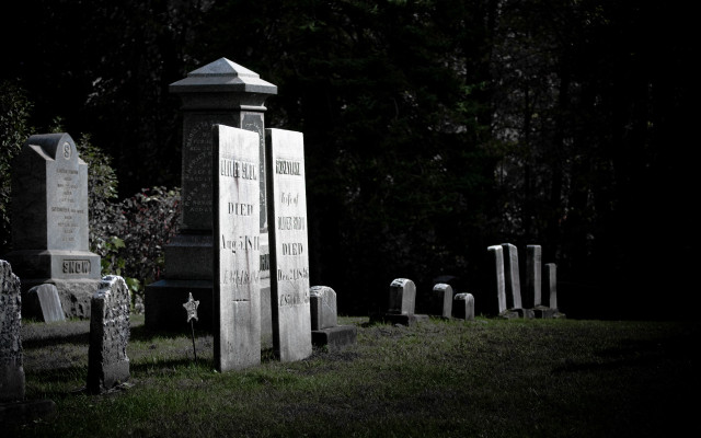 Cemetery headstones clock night trees free wallpaper - medium preview image
