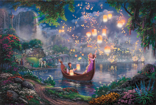 Couple boat lake lanterns bridge free wallpaper - medium preview image