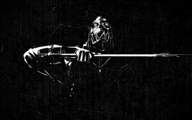 Man sword skull black white free wallpaper - medium preview image