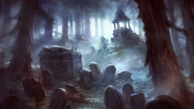 Graveyard forest cemetery light shining free wallpaper - medium preview image