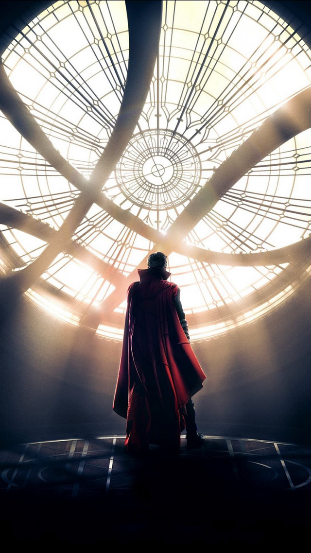 Man red cape circular window free wallpaper - medium preview image