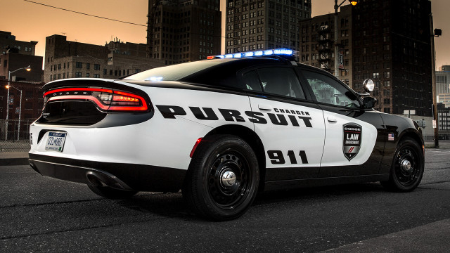 Police car night city skyline free wallpaper - medium preview image