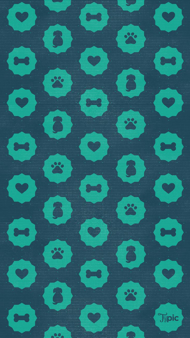 Blue green background hearts paws free wallpaper - medium preview image