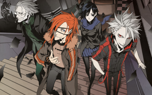 Red hair glasses stairs pointing free wallpaper - medium preview image