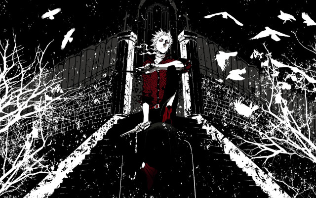 Man stairway birds clocktower gothic free wallpaper - medium preview image