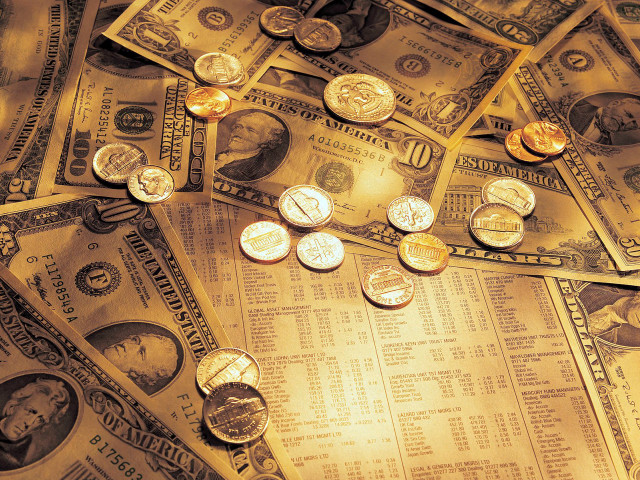 Money pile table coins bills free wallpaper - medium preview image